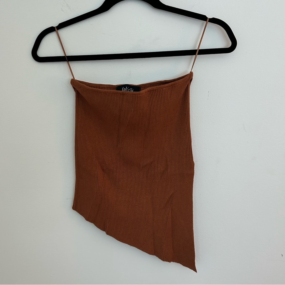Tan knit asymmetrical tube top (NWT)